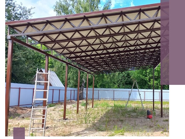 Односкатные навесы под ключ в Нурлате — изготовление и монтаж