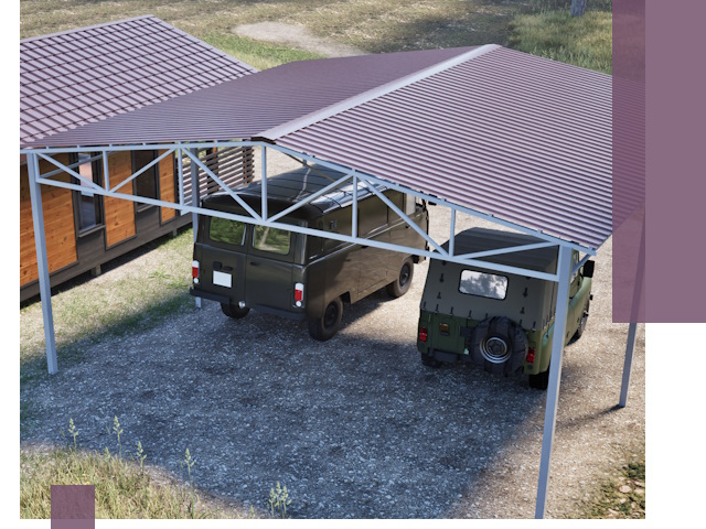 Двускатные навесы под ключ в Нурлате — изготовление и монтаж