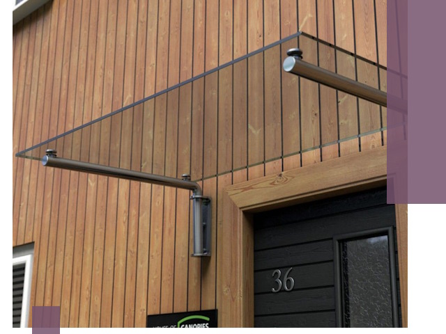 Стеклянные козырьки на входы и фасады в Нурлате